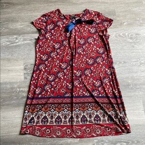 Madison Leigh Paisley Print Bow Detail Short Sleeve Dress